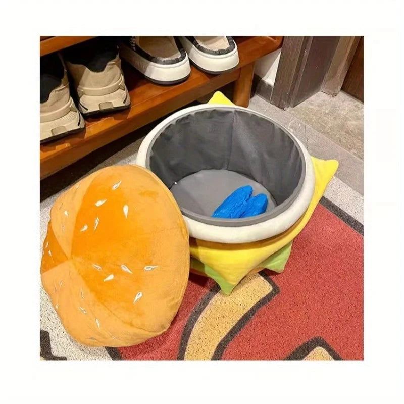Hamburg storage stool Seated small stool Home living room Large capacity snack storage stool Door shoe changing small stool