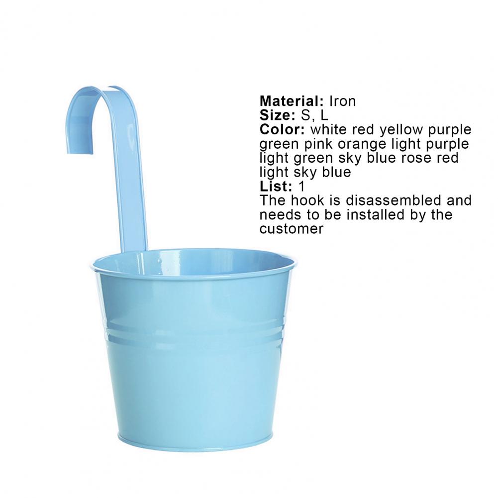 Hanging Flower Pot Natural Style Iron Metal Bucket Balcony Courtyard Home Decor Cafe Hook Wall Pot Flower Pot Garden Decoratiom