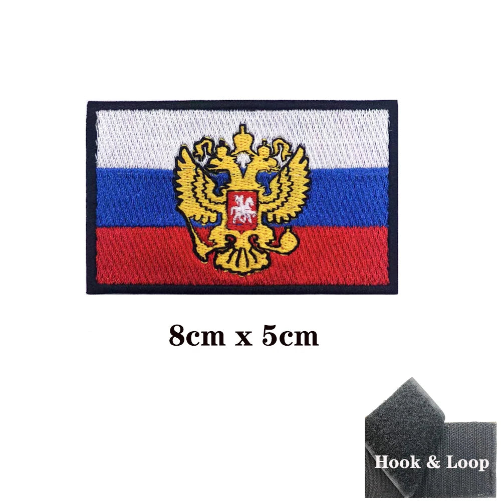 1PC Russian Flag Russia Armband Embroidered Patch Hook Loop Or Iron On Embroidery  Badge Cloth Military Moral Stripe