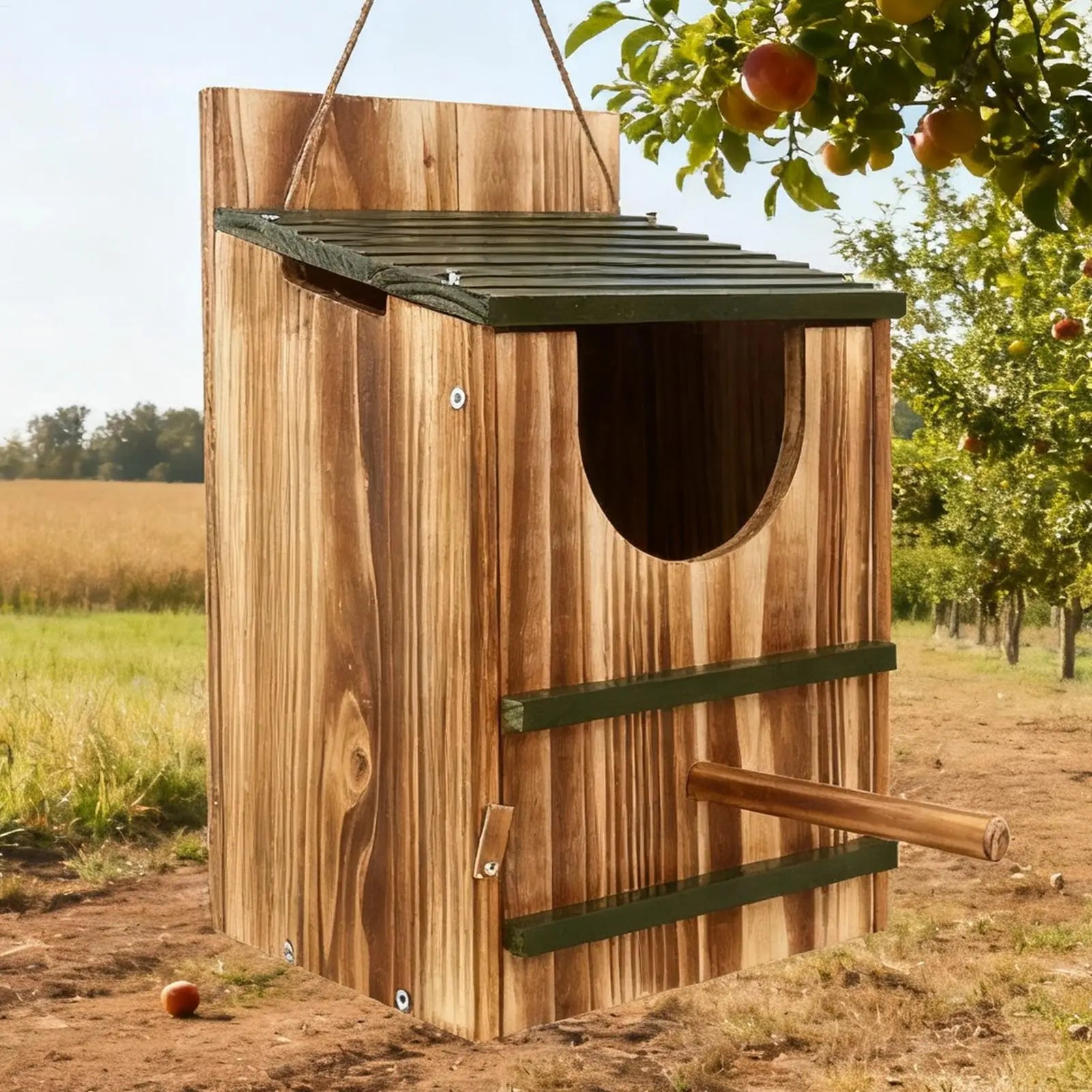 Owl Box Wooden Bird House Waterproof Carbonized Shelter for Garden Outdoor Window Squirrel Pigeon Hummingbird Nesting Home Decor