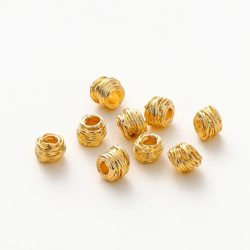 10/30/50Pcs/Pack 14K/18K Gold Plated Brass Weaving Ball Spacer Beads