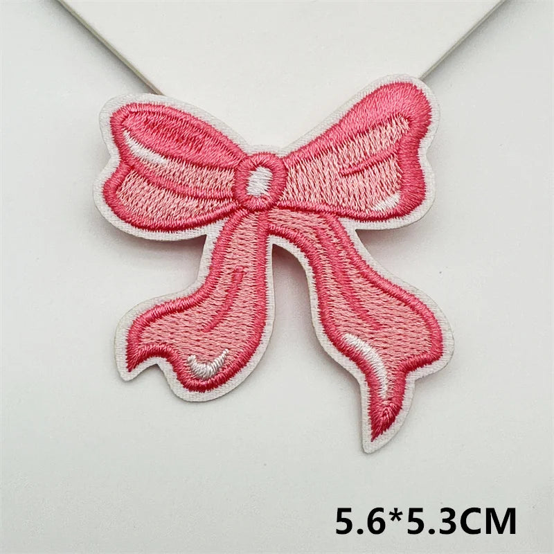 Cartoon Embroidery Sticker Decorative Ironing Sticker Sewing DIY Pink Bowknot Clothing Shoes Hat Bag Patch