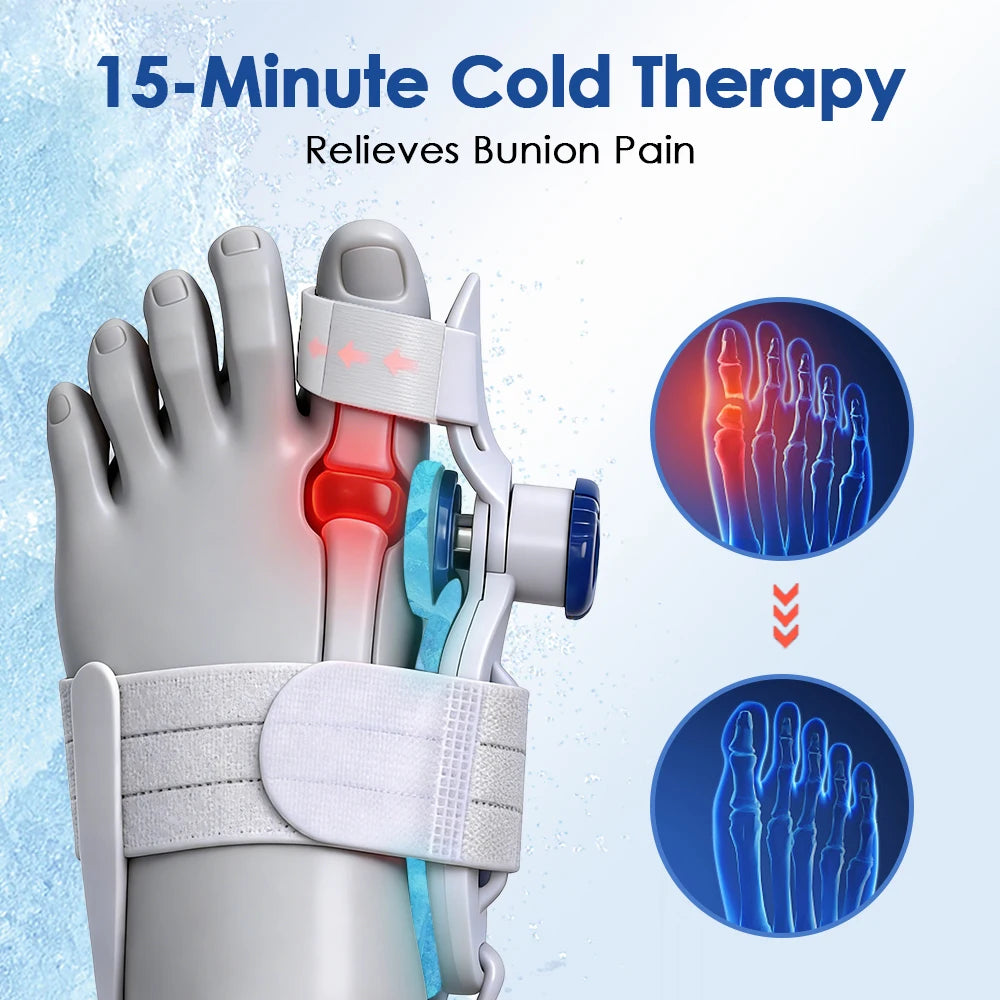 Toe Splint Bunion Corrector with Cooling Pad Adjustable Big Toe Valgus Correct Tool for Both Feet Straightening Orthopedic Thumb