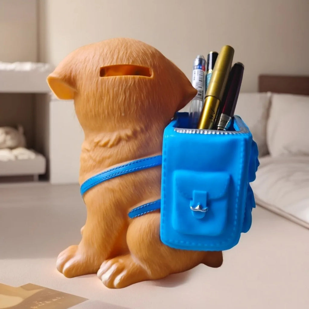 Cute Dog Pen Holder & Money Bank - Multifunctional Kawaii Desk Organizer for Office School Stationery Storage Decor