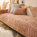Soft Sofa Cover Thickened Solid Colour Flannel Square Quilted Sofa Cushion Warm Plush Velvet Non-Slip Universal Sofa Backrest