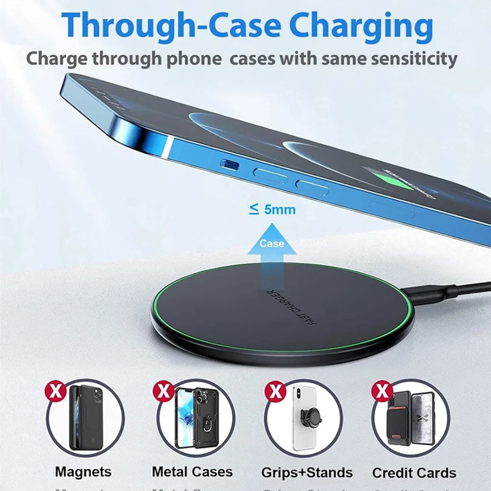 30W Wireless Charger Pad Stand for iPhone 17-11 X XR Samsung S22 S21 Xiaomi Phone Chargers Fast Charging Dock Station