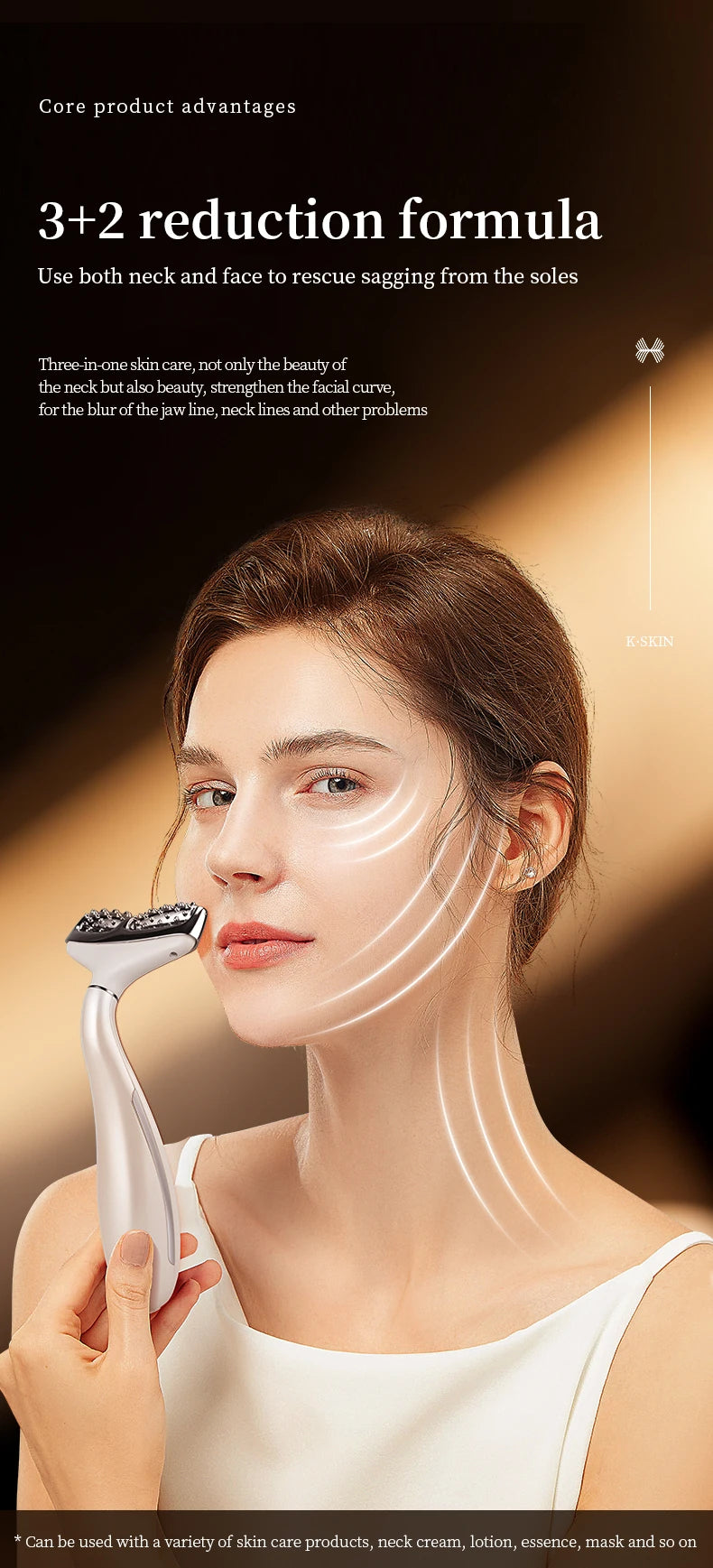 K-SKIN EMS Face Beauty Instrument Beauty Neck Massager Micro-Current Vibration Color light Senility Face Massager  Skin Care