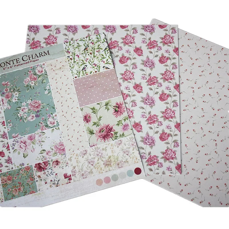 6x6 Scrapbooking Paper Pad  6/12 Sheets Floral Pattern Decorative Paper For Journaling Collage DIY Crafts
