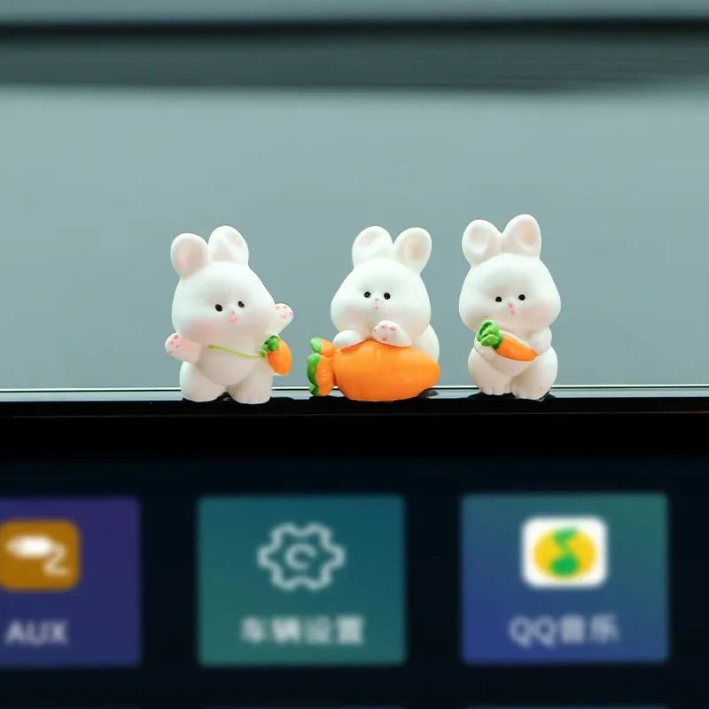 Car Interior Ornaments Mini Duck Bunny Chicks Figurines For Dashboard Rearview Mirror Fairy Garden Home Decor Gift