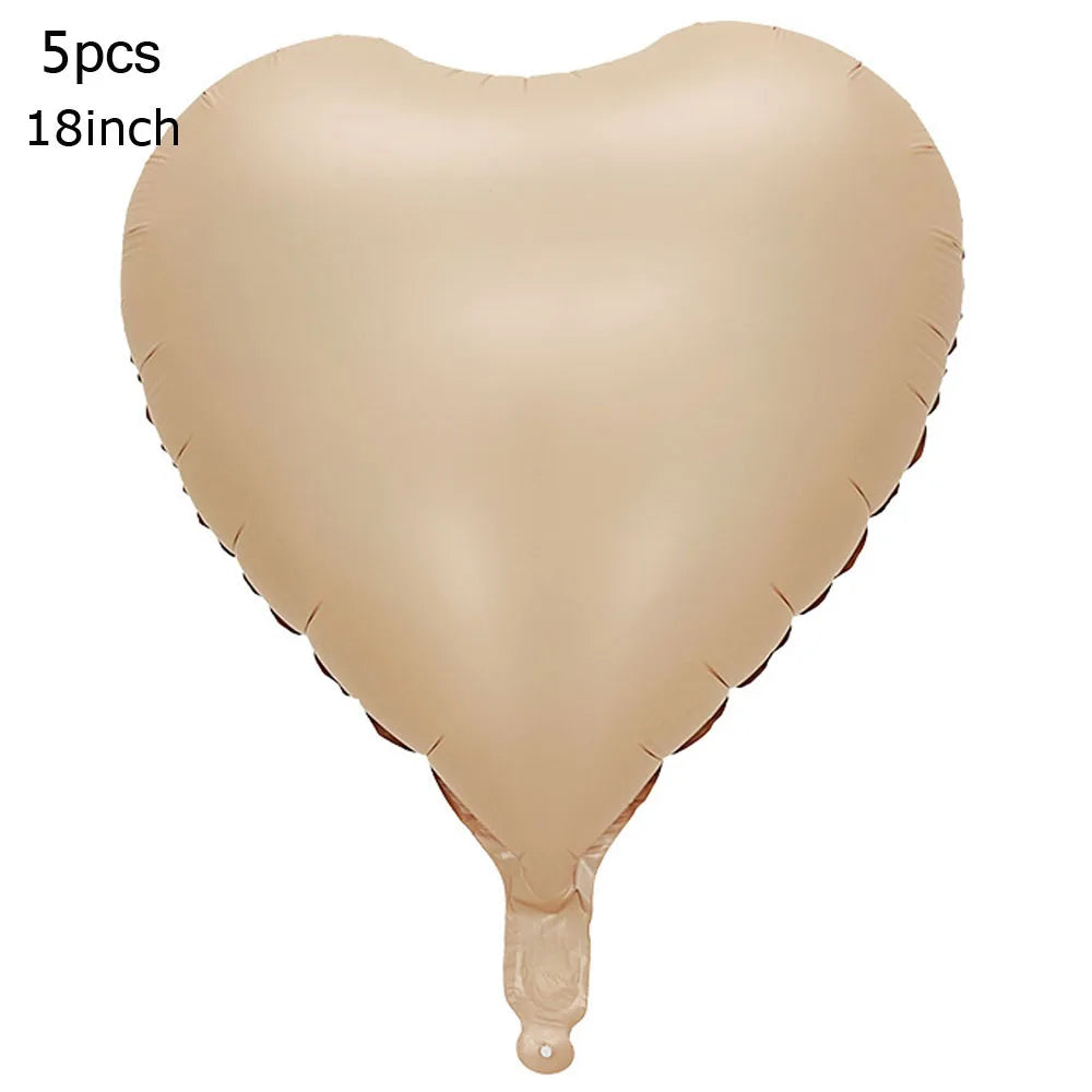 10/5/1Pc Brown Beige Cream 18inch Heart Balloons Cream Number Balloons 1 2 3 4 5 6 Birthday Number Foil Balloon Helium Air Globo