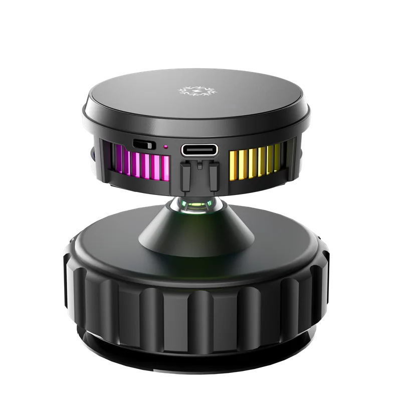 15W Car Magnetic Wireless Charger Phone Stand, Suction Cup with Semiconductor Cooling & Colorful Ambient Lights, 360° Rotatable