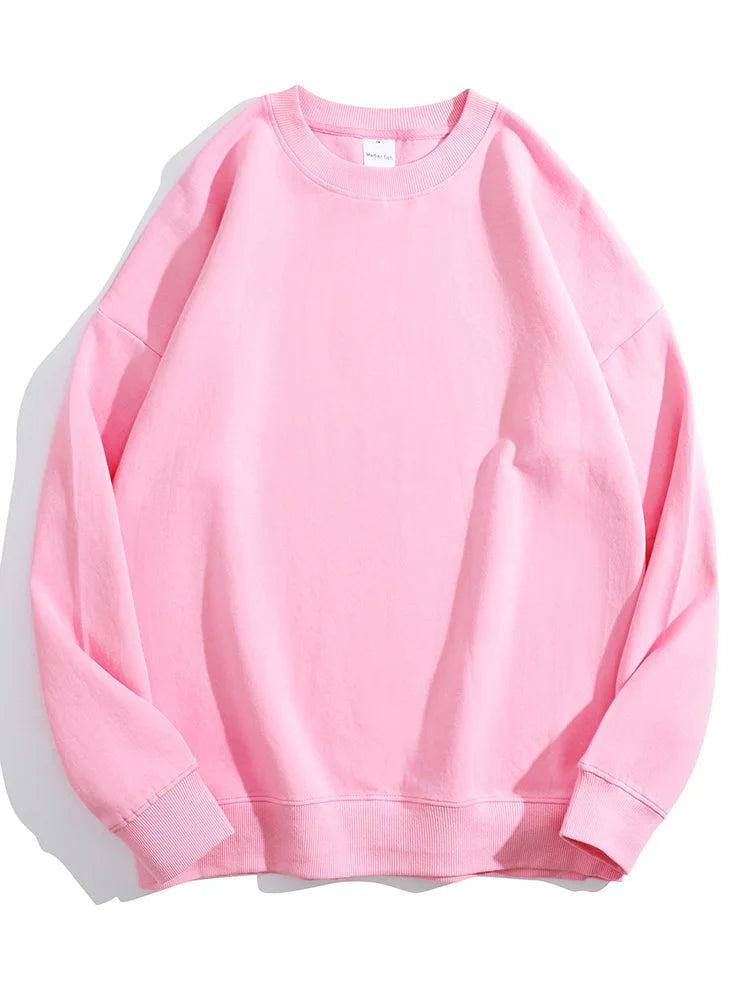 Streamgirl Cotton Basic Sweatshirt Women Oversized Yellow Pullovers Loose Casual Tops Spring Colorful Sweatshirts Women Pink