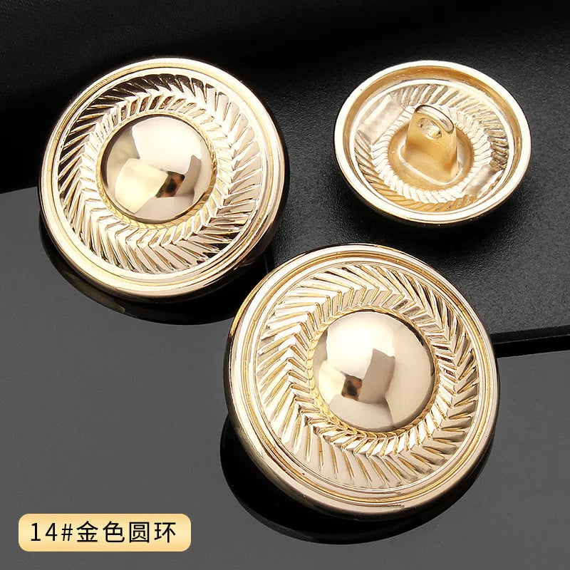 Vintage Gold Black Round Metal Shank Buttons for Diy Craft Handmade Clothing Coat Suit Sweater Scrapbooking Sewing Supplies