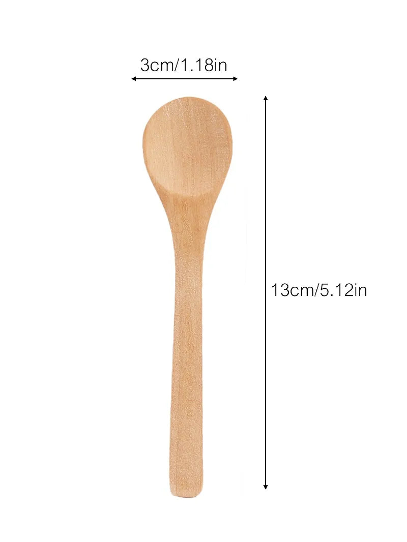 20/1Pcs Natural Wood Spoons Long Handle Soup Stirring Spoons Coffee Milk Teaspoon Scoops Home Kitchen Tableware Cooking Tools