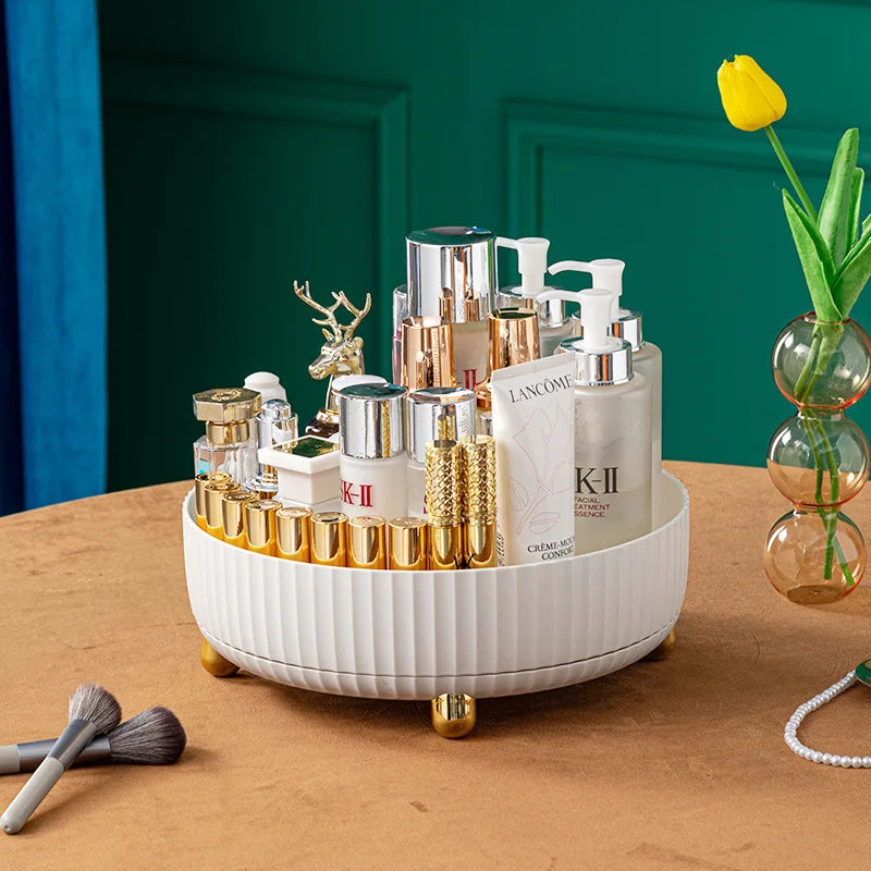 360 Degree Rotating Makeup Organizer Desktop Storage Box For Perfume Lipstick Skin Care Products Cosmetic Fruit Seasoning Holder