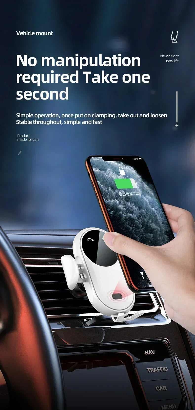 Automatic 15W  Car Wireless Charger for iPhone 13 12 14 XR X 15Samsung S20 S10 Magnetic USB Infrared Sensor Phone Holder Mount