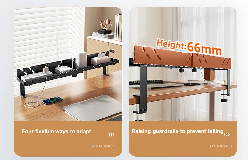 New Multi Functional Shelf Desk Under Table Hanging Metal Cable Holder Kitchen Organizer No-Drill Standing Desk Organizer