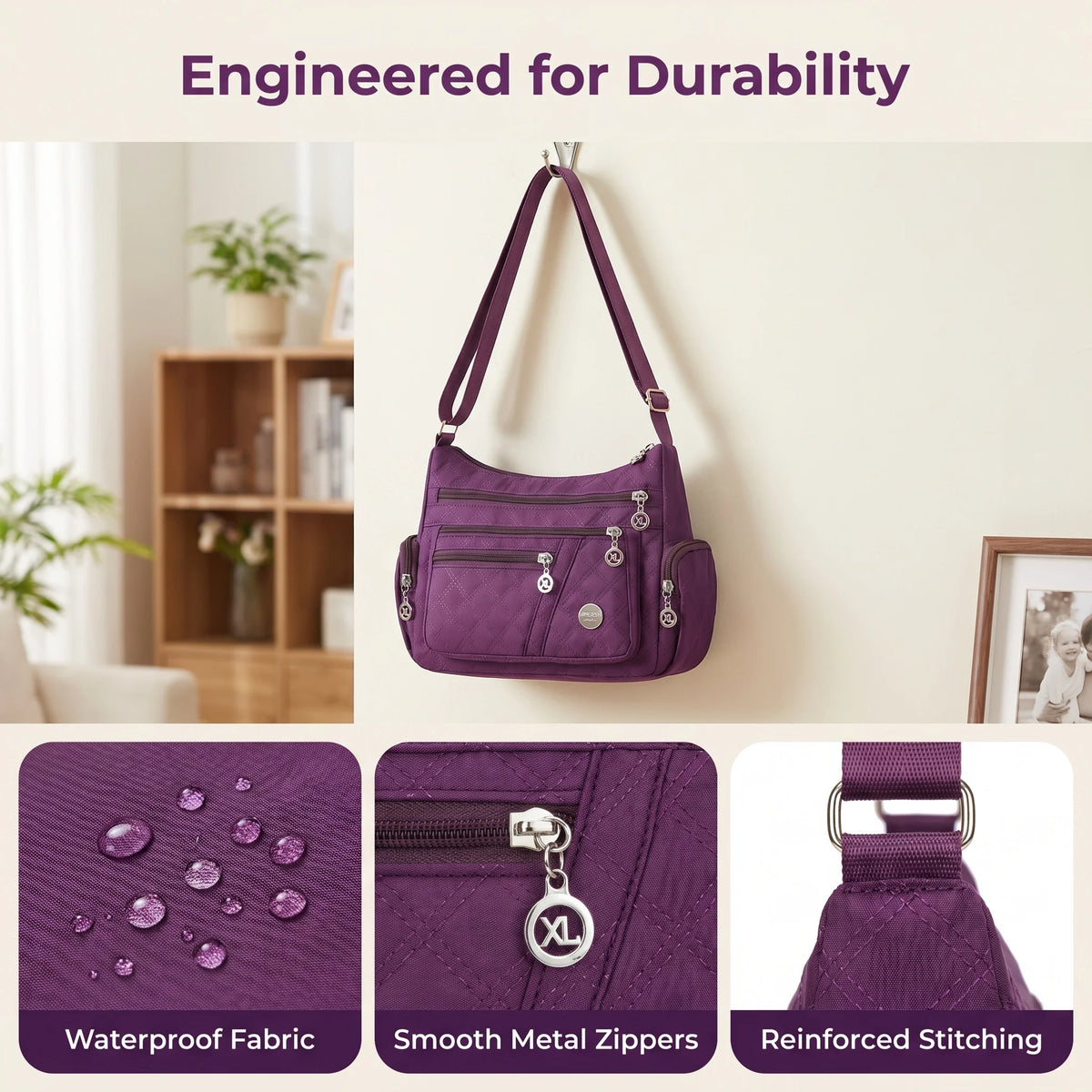 Pomelo Best Quilted Nylon Women Crossbody Shoulder Bag Multi