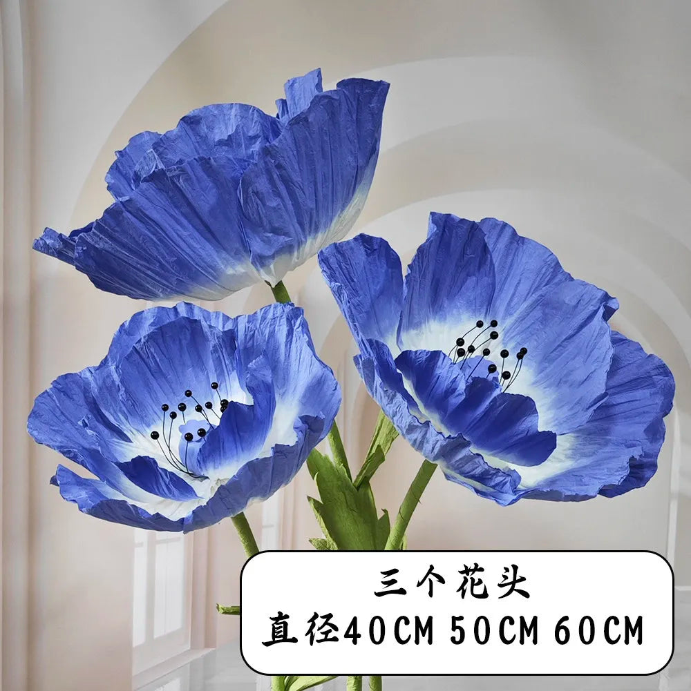 Wedding Props Artificial Giant Poppy Paper Flower Wedding Road Guide Floral Birthday Party Backdrop Decor Stage Window Display
