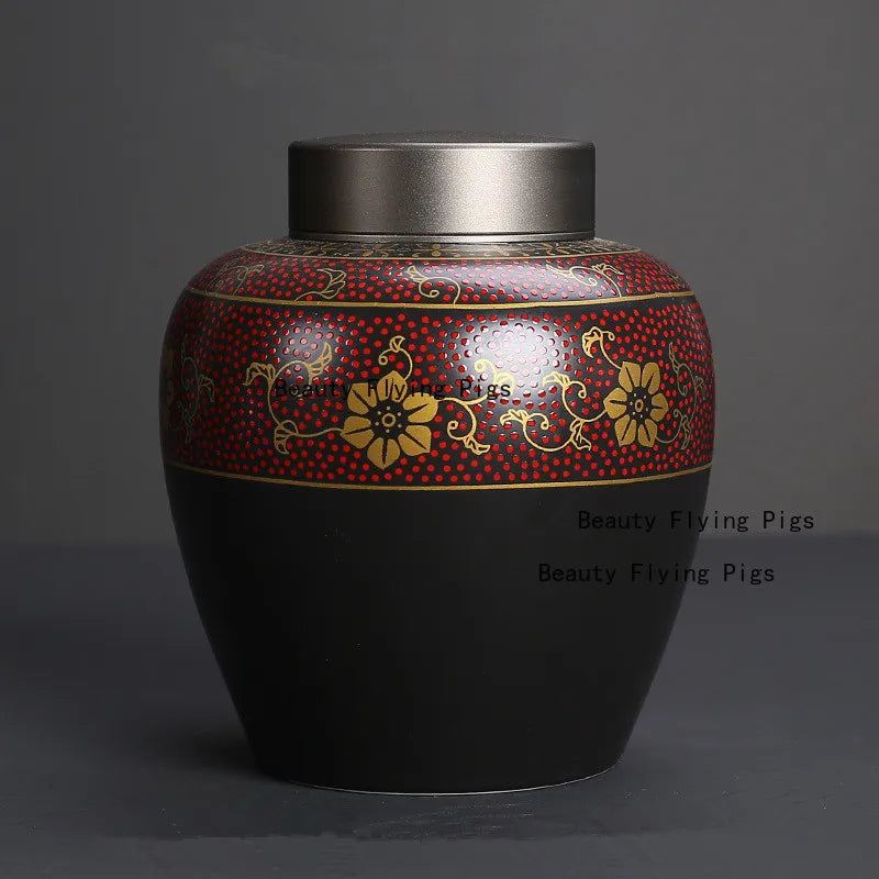 Black Urns for Ceramics Ashes Sealed Cremation Funeral Keepsake Human Pet Memorial Suitable Home Fireplaces Burial Ash Urn