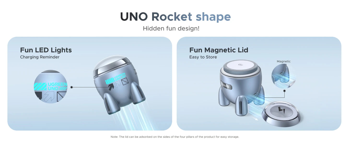 UGREEN Magflow Qi2.2 25W Magnetic Wireless Charger 2 in 1 Innovative Rocket -Style For iPhone 17 16 Pro Max Fast Charging