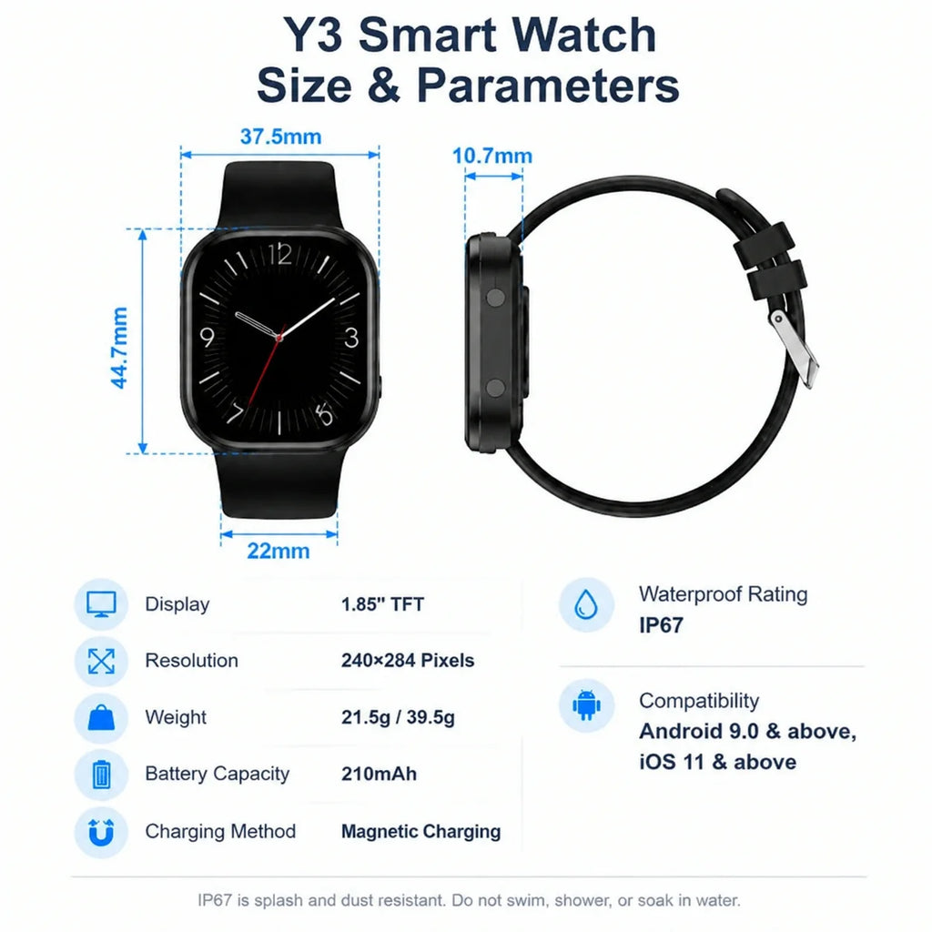 Y2 Smart Watch Bluetooth Call 1.88" TFT Screen IP67