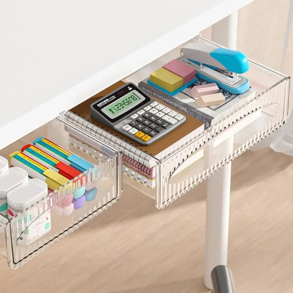 Drawer Storage Box Under Table Hidden Self-Adhesive Drawer Type Storage Cabinet Office Desk Organizing Large Capacity Drawer