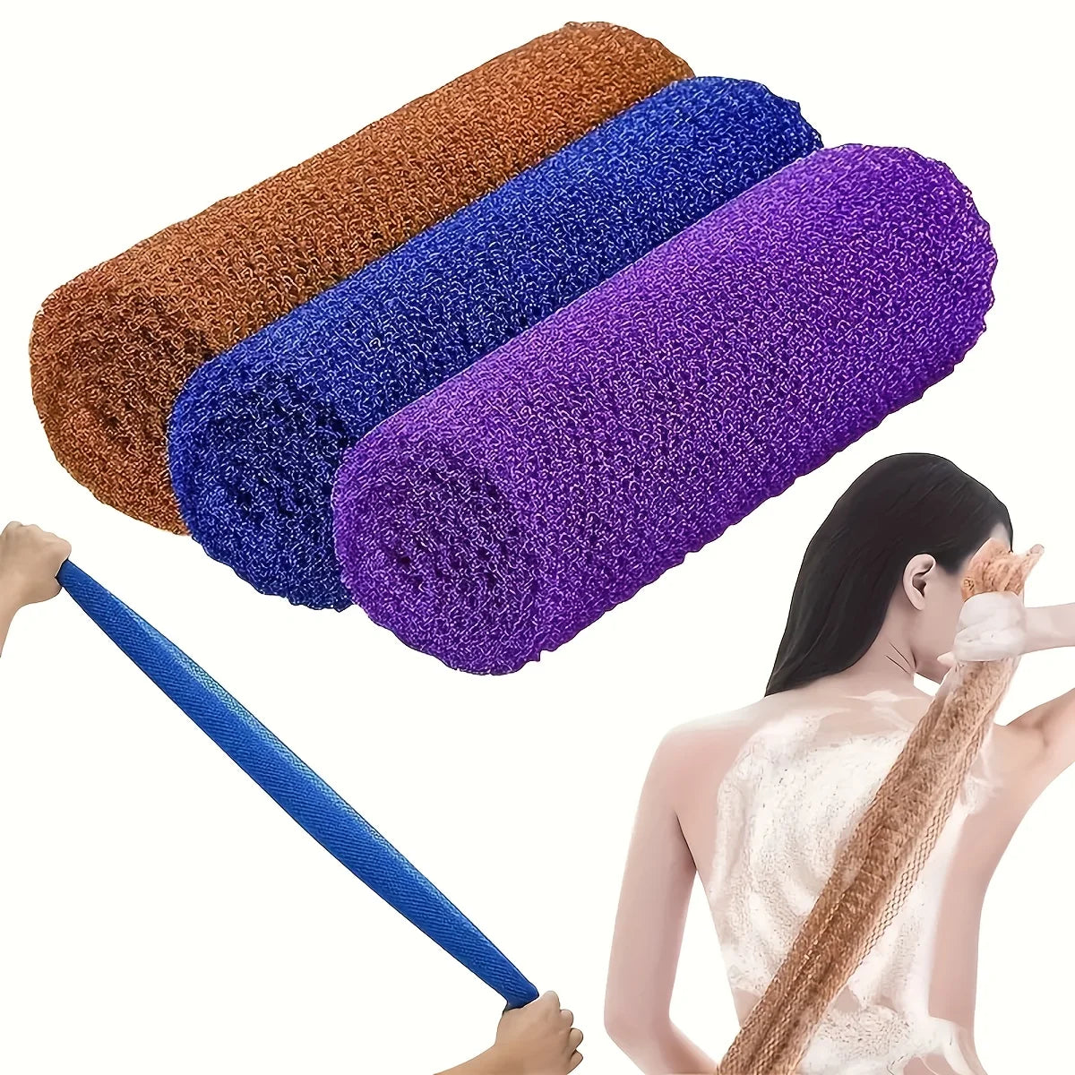 Long Nylon Scrub Towel Exfoliating Mesh African Net Bath Sponge Washcloth for Back Shower Skin Care Towel Exfoliating Body Scrub