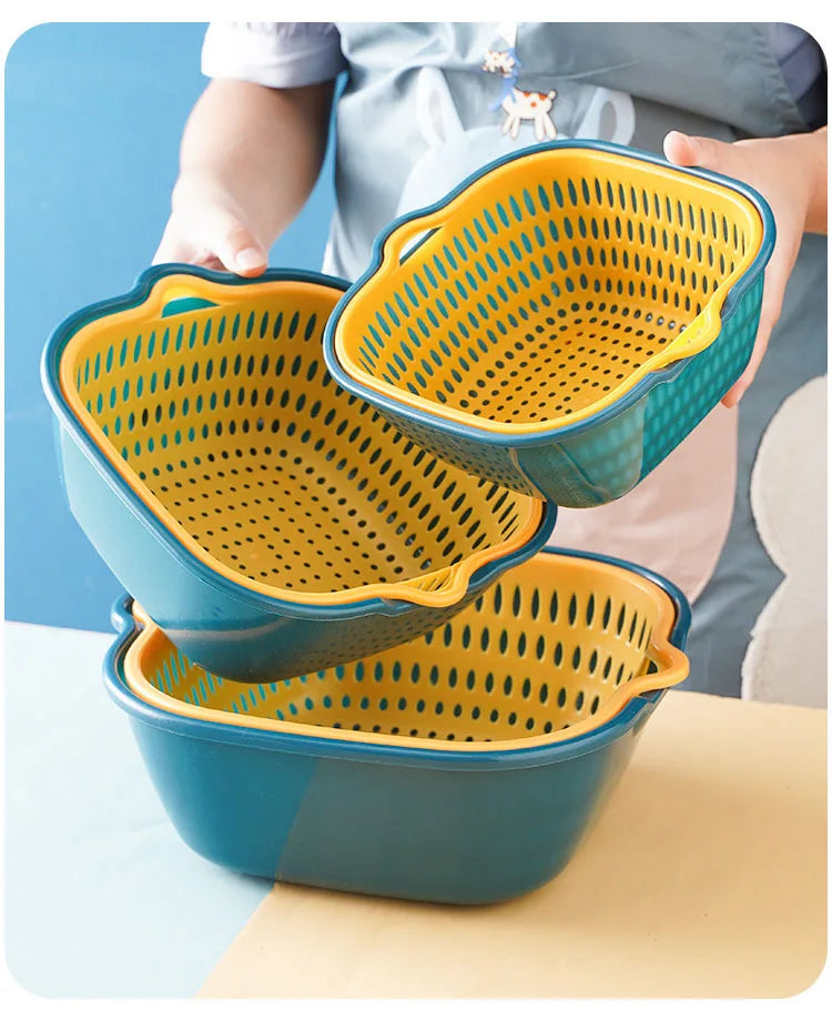 8PCS Kitchen Sink Vegetable Drainer Fruit Basket for Multifunctional Stackable Fruit Washing Basin Vegetable Drain Basket Basin