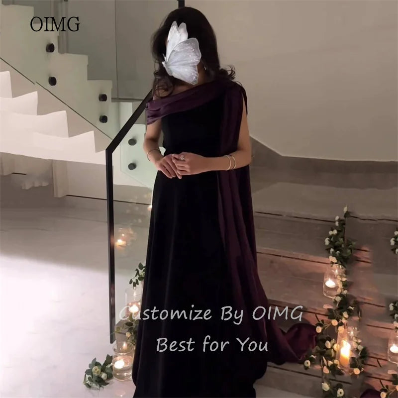 OIMG Blocking Color Off The Shoulder A Line Prom Gowns Backless Party Gown Floor Length Evening Dress 2026 Customized