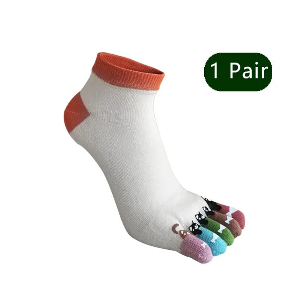 Wiggle Socks 1/5 Pairs Toe Socks Women Girl Cotton White Cute - Pair