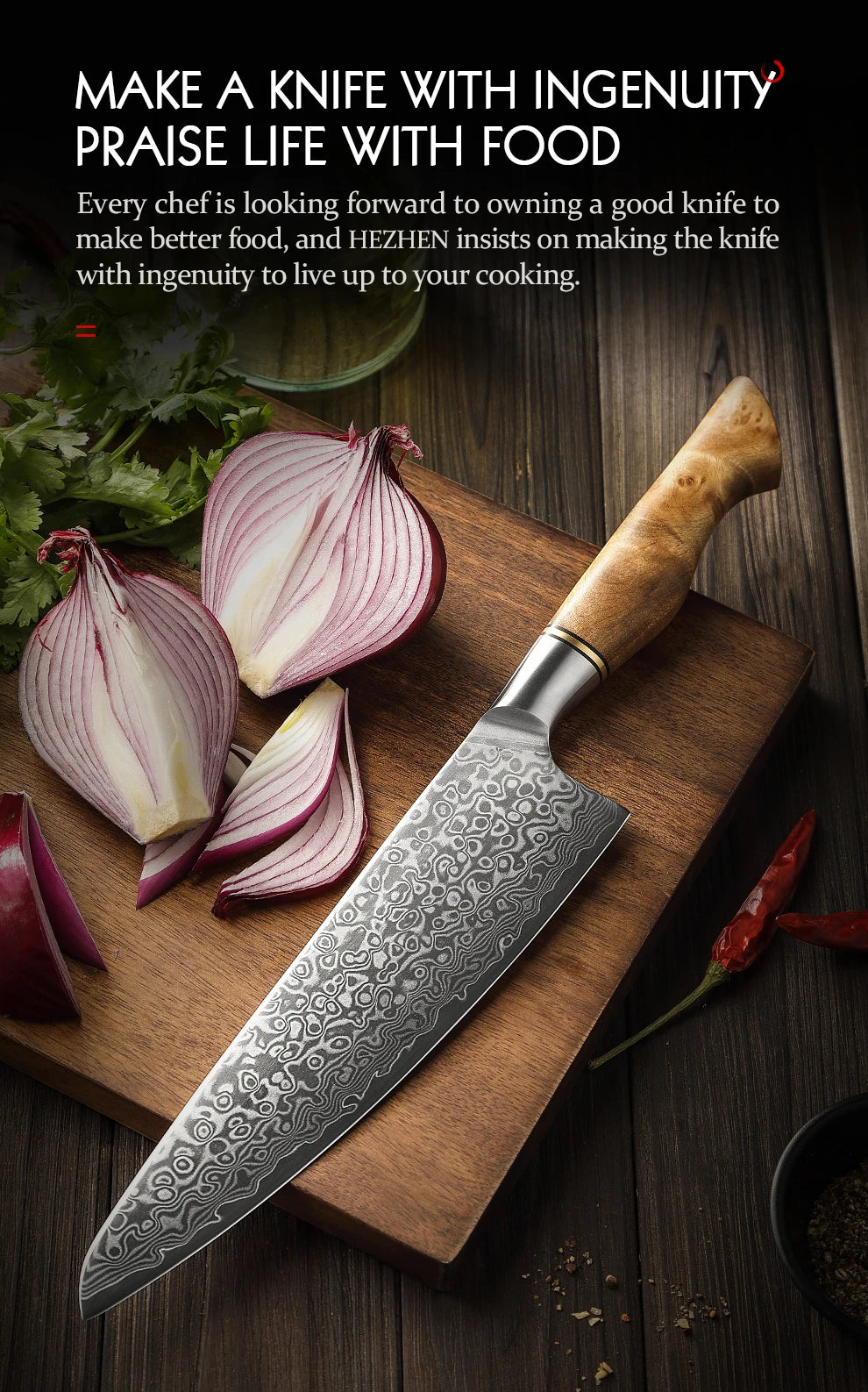 HEZHEN 1-2PC Knife Set Professional Damascus Steel Utility Chef Knife For Meat Japanese Cook Kitchen Knife