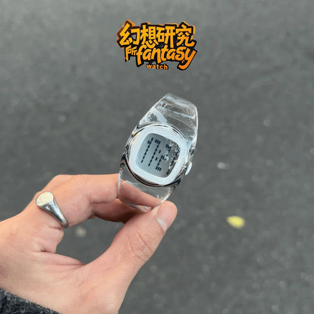 Y2K Fully Transparent Watch — Minimalist See-Through Design, Paired with an Acrylic Strap (Fits Wrist Circumference ≤ 18 cm)