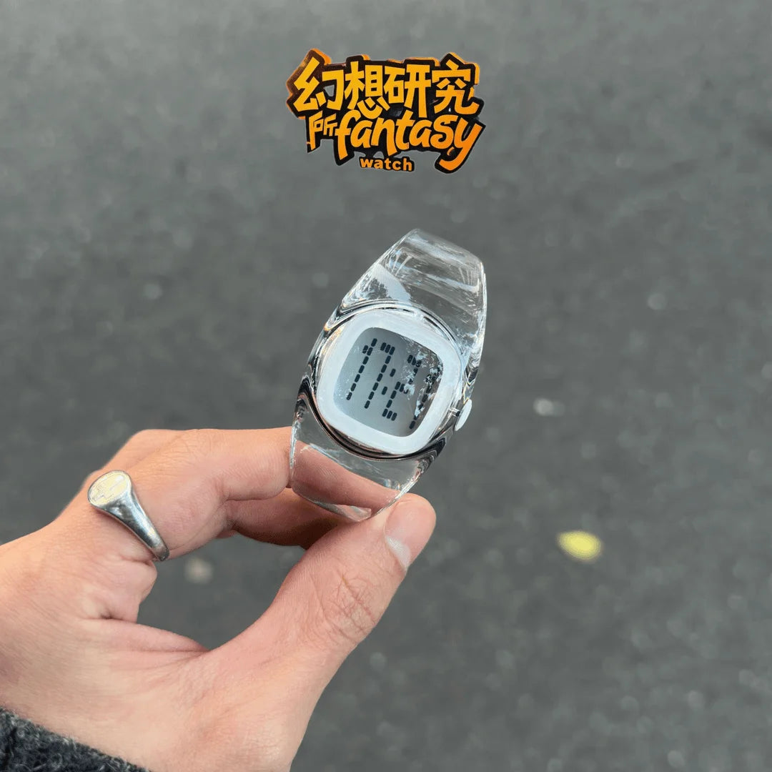 Y2K Fully Transparent Watch — Minimalist See-Through Design, Paired with an Acrylic Strap (Fits Wrist Circumference ≤ 18 cm)