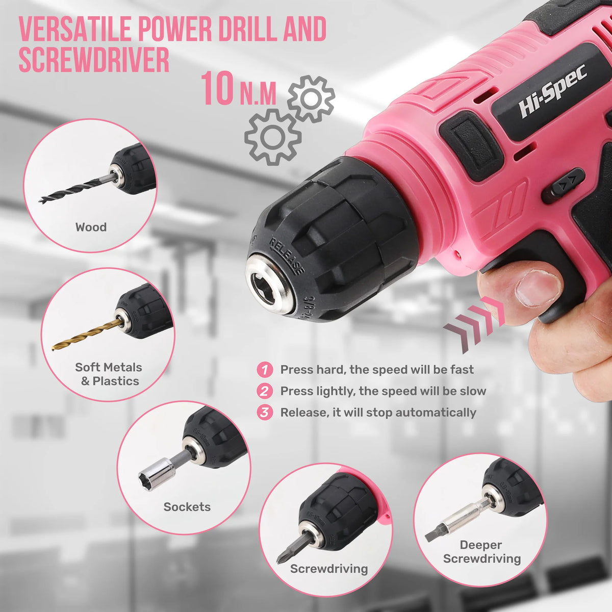 Hi-Spec 133PC Power Tool Sets with 8V Lithium Drill