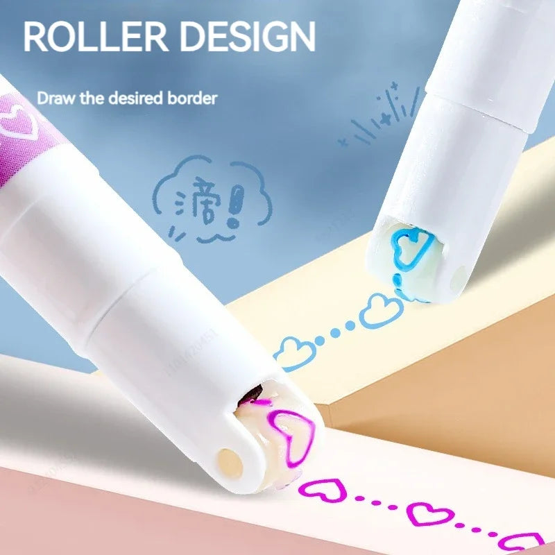 6pcs/set Flower Line Shape Highlighter Pen Roller Tip Curve Liner
