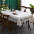 Battilo Luxury Tablecloth White Rectangle Table Cloth Lace Patchwork Waterproof Table Cover For Dining Table Kitchen Cloth Decor