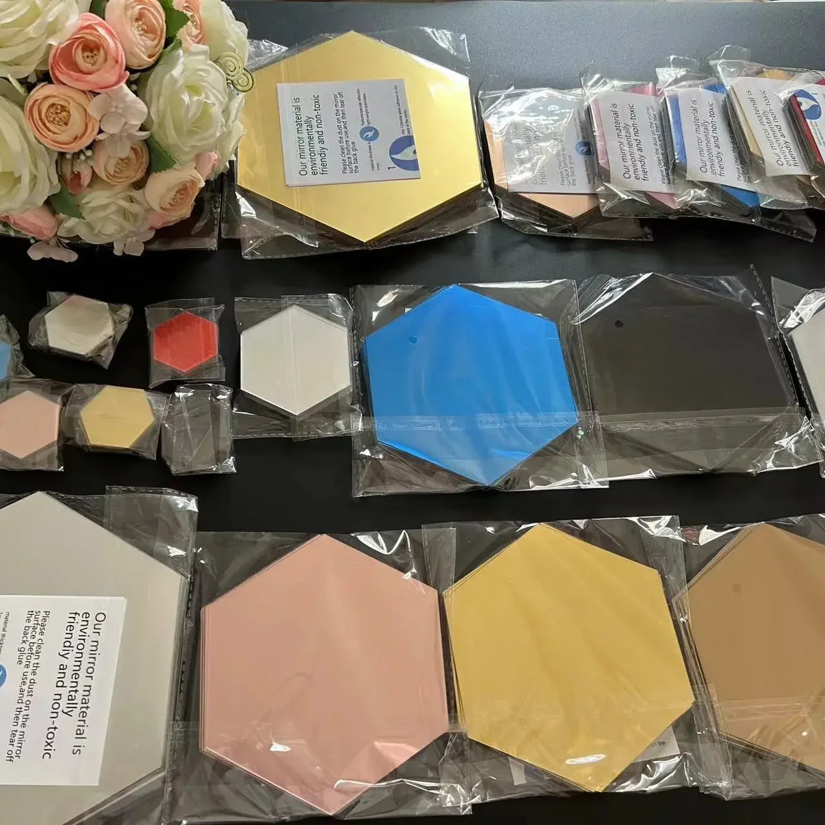 Acrylic Hexagon Mirror Wall Stickers Self Adhesive Removable