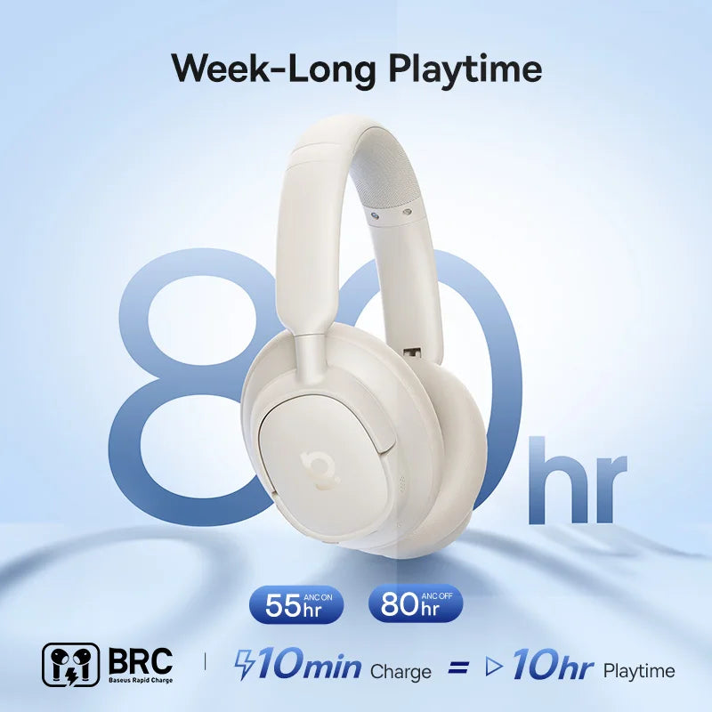 Baseus Bass Wireless Headphones Bluetooth 6.0 98% Noise Canceling