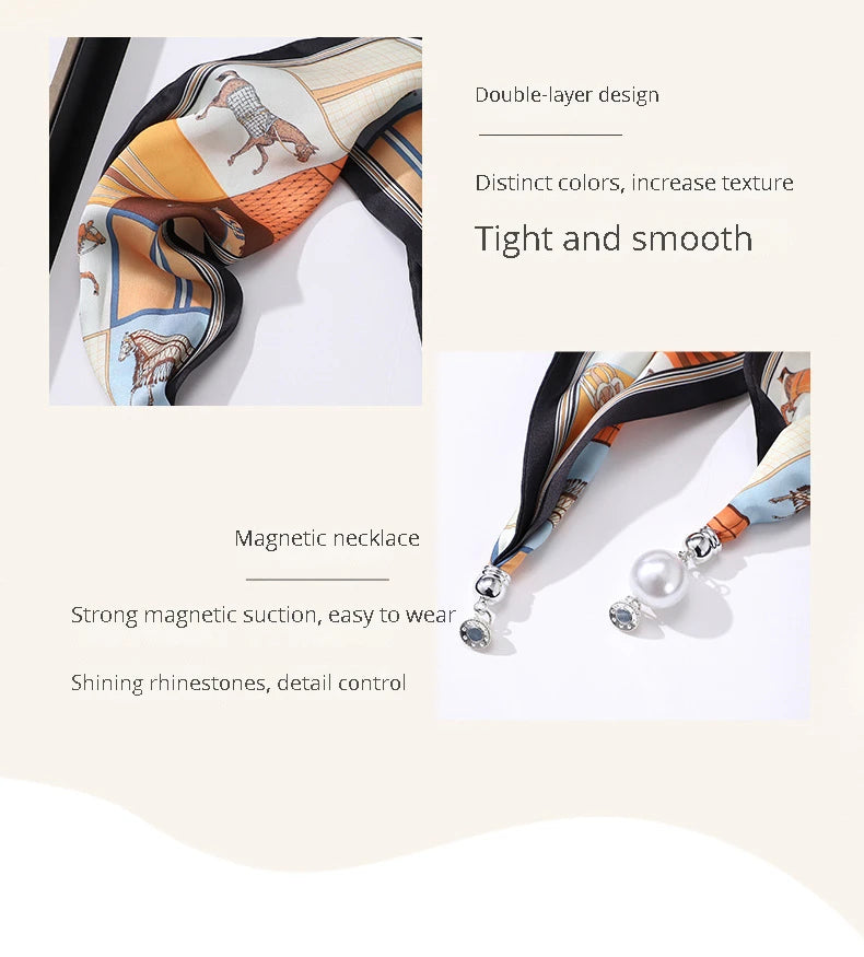 Imitation Silk Scarf Magnetic Buckle Necklace Pendant Wearing Spring and Autumn Cervical Protection for Women