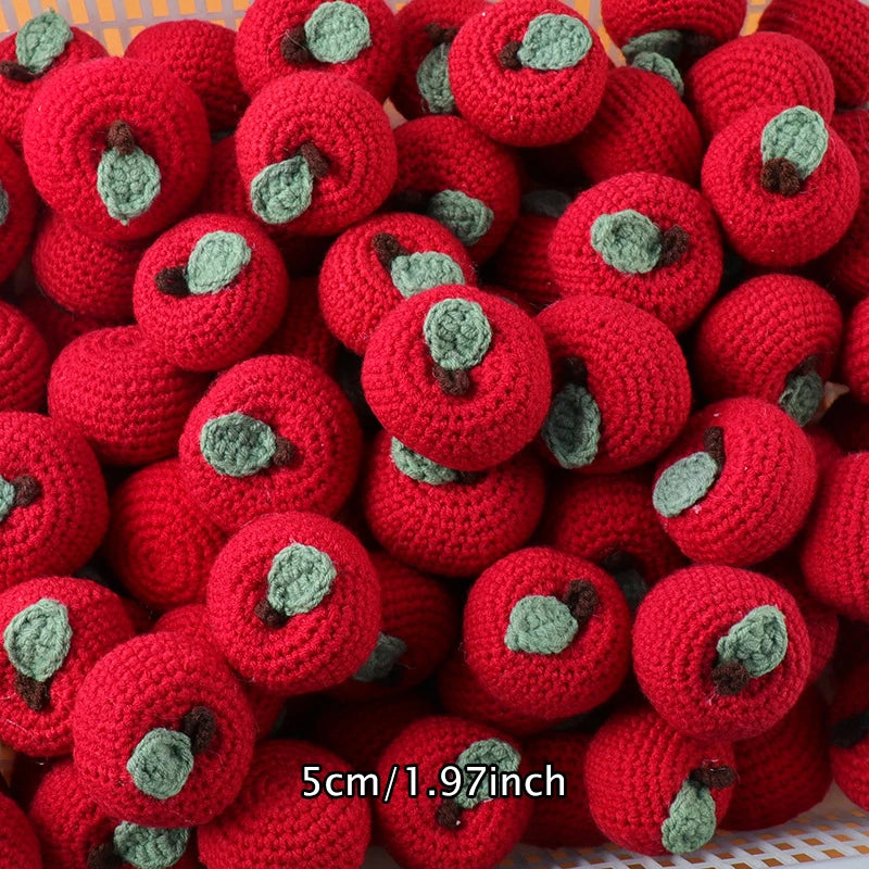 1pc Finished Handmade Knitted Fruit Pendant Crocheted Wool Strawberry Orange Bag Car Key Ring Pendant Handbag Charms Gifts