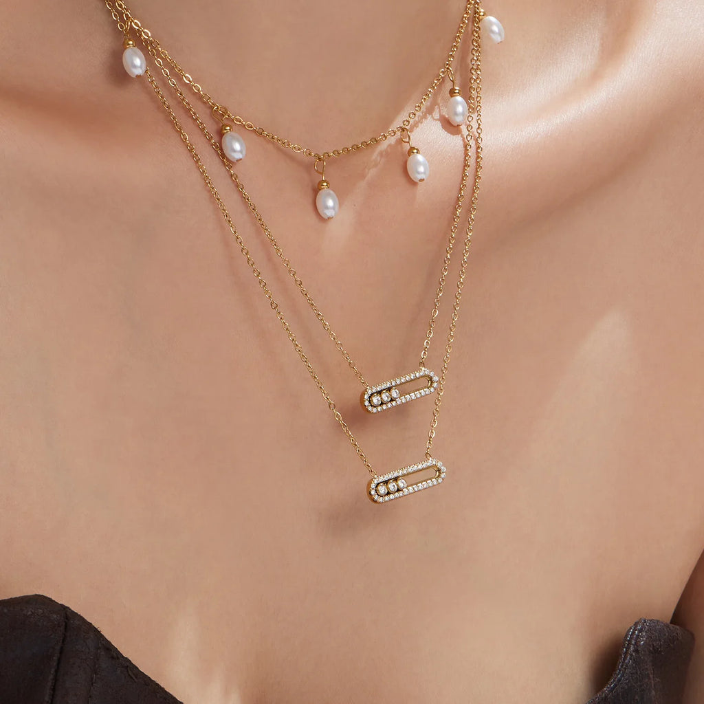 18K Gold Plated Slidable Zircon Jewelry Set