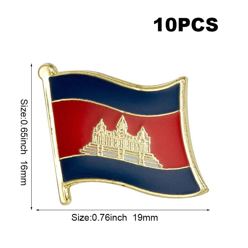 10pcs a lot   Flag Laple Pin Badge Brooch Cambodia Canada Czech Rep. Zimbabwe Kuwait Croatia Kenya Kazakhstan Haiti