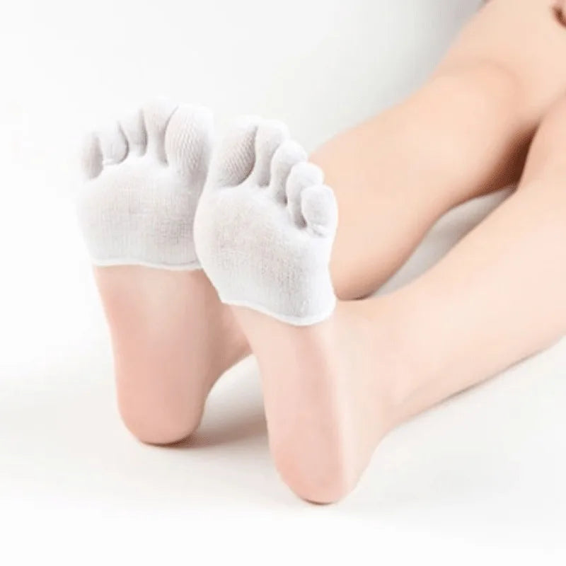 Summer Half Palm Five Fingers Socks Invisible Thin High Heel Front Foot Open Toe Socks Women Shallow Sandals Split-Toe Sock