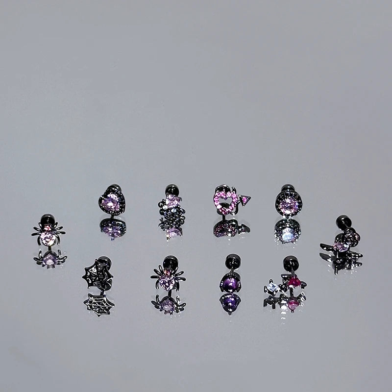 Y2K Hottie Black Series Zircon Crystal Ear Bone Nail 316L Medical