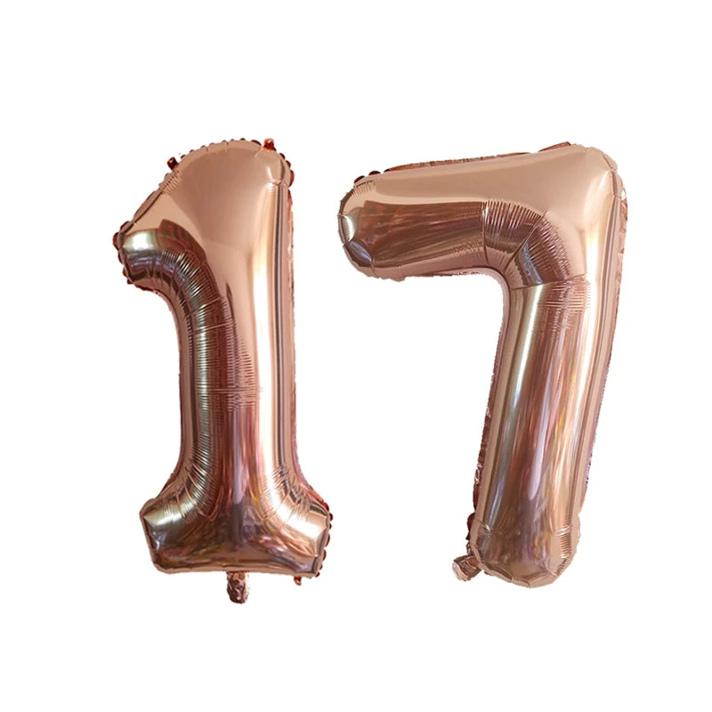 2pcs 32inch Rose Gold Balloon Number Banner 18 25 30 40 50 60 Birthday Party Decoration Kids Adult Anniversary Digit Foil Ballon