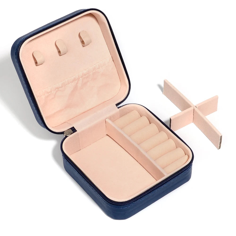 Portable Jewelry Storage Box Travel Organizer Jewelry Case Leather Storage Earrings Necklace Ring Jewelry Organizer Display