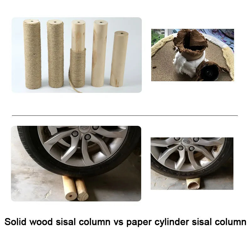 Cat Scratching Post Cat Tree Sisal Solid Wood DIY Cat Climbing Frame Replacement Post Accessories Kitten Toy Tower Scratcher