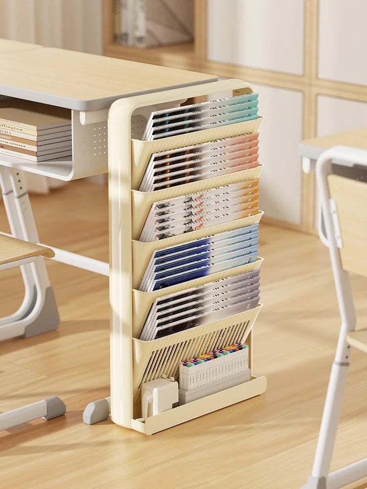 UFORU Dopamine Study Desk Organizer – Large Capacity Side-Mounted Bookshelf for Textbooks & Magazines