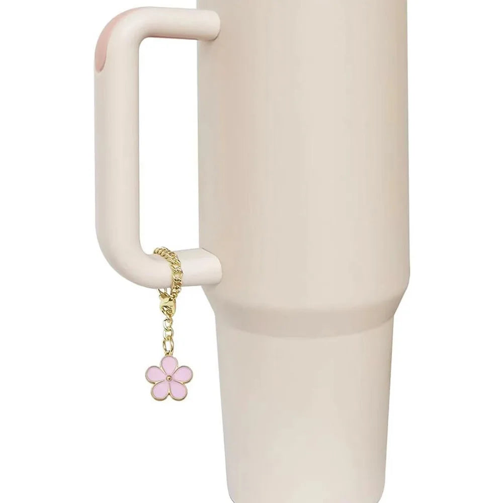 Heart Shaped Cup Letter Charm Chain Personalized Keychain Cup Accessories Jewelry Cute Pendant for For Stanley Cup Tumbler